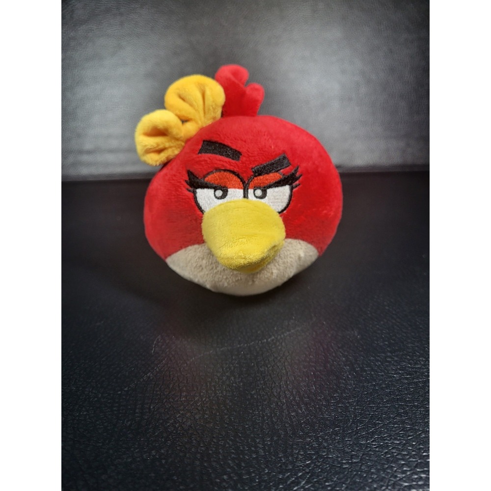 Angry Birds 5" Red Girl Bird with Yellow Bow Plush Rovio Mini Toy NO SOUND